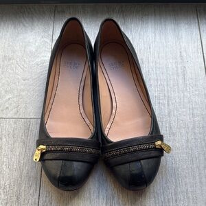 See By Chloe Black Leather Flats with Gold Accents size 36.5 ballet flats zipper